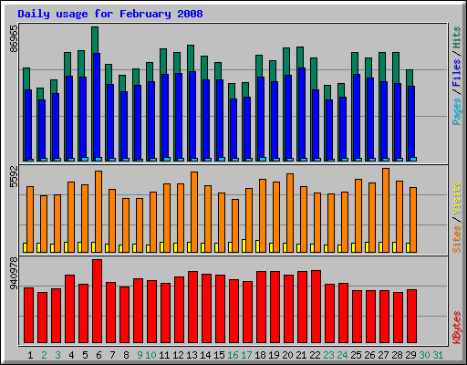 Daily usage for February 2008