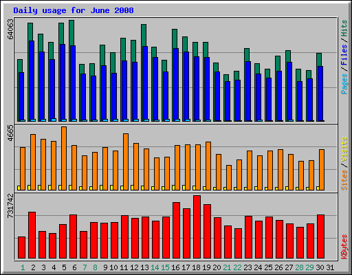 Daily usage for June 2008