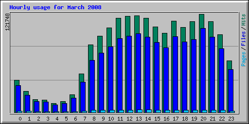 Hourly usage for March 2008