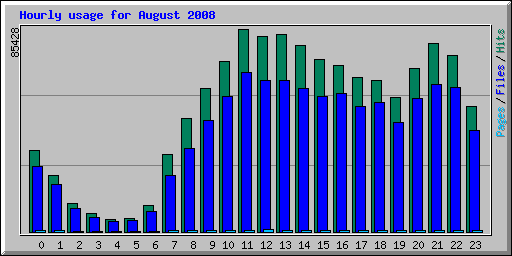 Hourly usage for August 2008